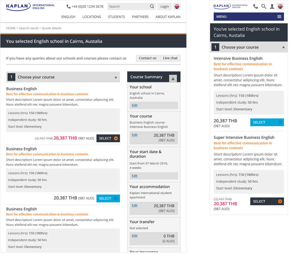 Responsive Subscription page